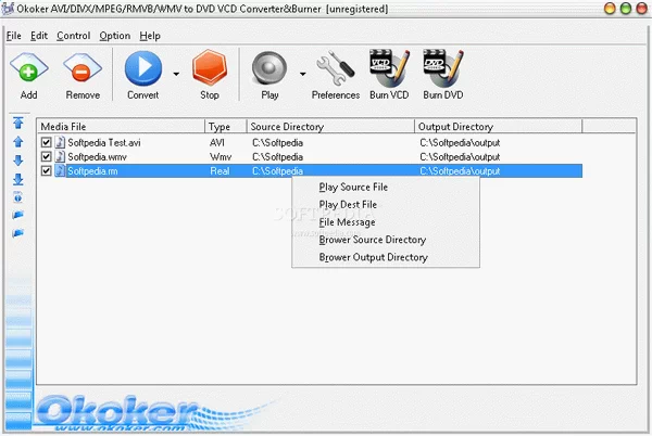 Okoker AVI / DIVX / MPEG / RMVB / WMV to DVD VCD Converter & Burner Crack + License Key