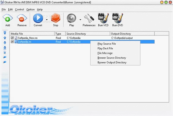 Okoker RM to AVI DIVX WMV MPEG VCD DVD Converter & Burner Crack Plus Activator